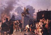 Johannes Adam  Oertel Pulling Down the Statue of King George III Spain oil painting reproduction